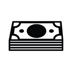 Fototapeta premium Stack of black paper money icon with circle and dots cash currency