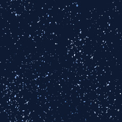Seamless pattern watercolor paint splashes on dark blue background. Cute and simple winter design for fabric, wallpaper, wrapping paper, scrapbooking, and more