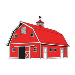red house on white background