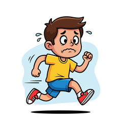 boy running on a white background