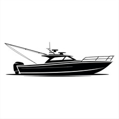 Illustration of a sport fishing boat with outriggers