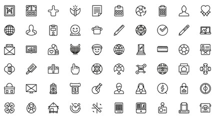 Fototapeta premium Set of line art icons representing graphic design tool concept