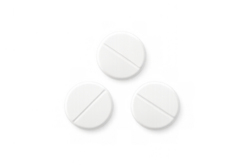 White pills representing health, medicine, and wellness, providing relief for symptoms, on a transparent background