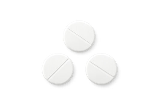 White pills representing health, medicine, and wellness, providing relief for symptoms, on a transparent background