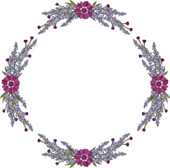 wreath bouquet a large purple flower and twigs of purple lilac