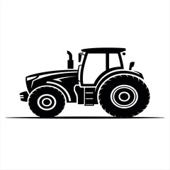 Obraz premium Black silhouette of a modern farm tractor on a white background