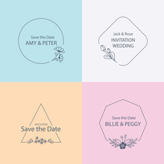 Elegant pastel wedding monogram designs with classic fonts