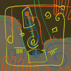 Minimal abstract. Picture for modern interiors. The picture is painted by hand on a tablet.