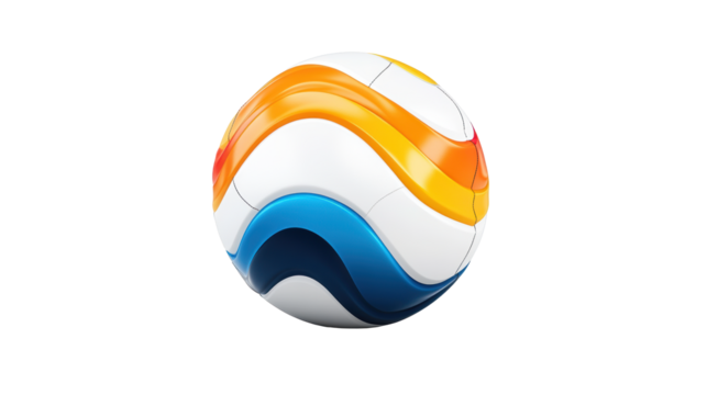 Colorful Ball with Waves on Transparent Background