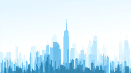 Obraz premium Abstract City Skyline with Modern Skyscrapers in Light Blue Tones