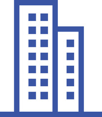 Blue Office Building Icon, Modern City Skyscraper Symbol for Real Estate and Business UI