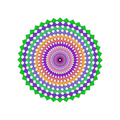 Vibrant Geometric Mandala with Intricate Diamond Patterns and Concentric Rings