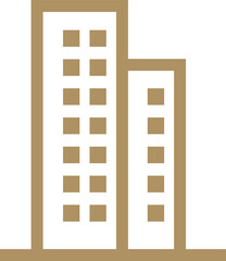 Red Office Building Icon, Modern City Skyscraper Symbol for Real Estate and Business UI