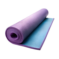 Rolled yoga mat with textured design isolated on transparent background