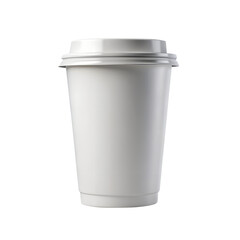 White paper coffee cup with lid isolated on transparent background