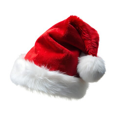 Classic red and white santa hat isolated on transparent background