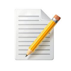 Pencil on lined paper illustration isolated on transparent background