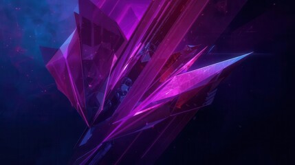 Abstract purple crystal shards with dark blue background