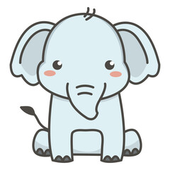 Happy elephant sitting flat