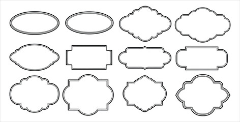 Obraz premium Collection of twelve decorative frames in various shapes for labels and design elements