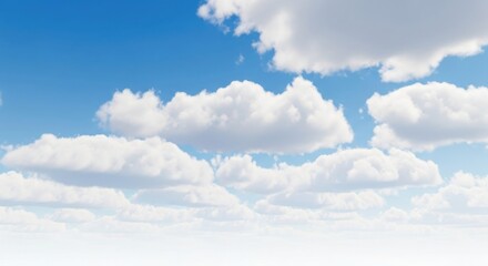 Bright blue sky with fluffy white clouds in a serene atmosphere