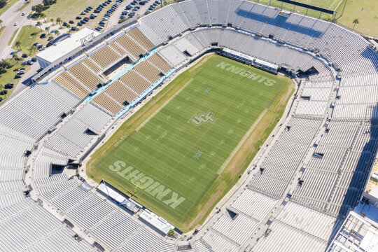 Orlando, FL, USA - November 18, 2025: The Acrisure Bounce House is home to the University of Central Florida Knights football team, as well as hosting other events. Empty stadium.