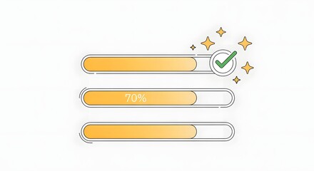 Progress Bar with Checkmark and Sparkles Indicating Completion.