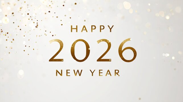 Elegant Happy New Year 2026 Greeting with Gold Sparkles