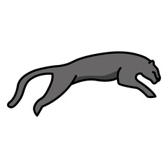 Jumping black panther animal color stroke