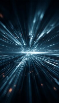 Futuristic Abstract Dark Blue Network Visualization with Speed and Light Warp Animation Effects