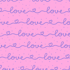 Purple Love Script Seamless Pattern Pink