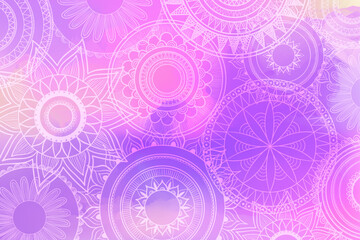 Pink Purple Pattern with Mandalas
