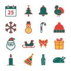 Christmas icon set design template
