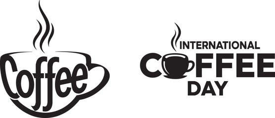 Simple coffee cup icon logo with hot coffee steam for cafe drink illustration