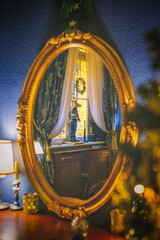 Christmas home decor, set-ups and decorations. Christmas spirit and home decor with a lot of details, in a warm and gentle light with a rich bokeh.