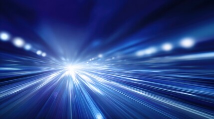 Abstract Blue Light Trails: Dynamic Speed and Futuristic Technology Background with Motion Blur for High Velocity Concepts