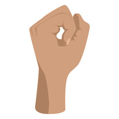 Fist making circle semi flat sign