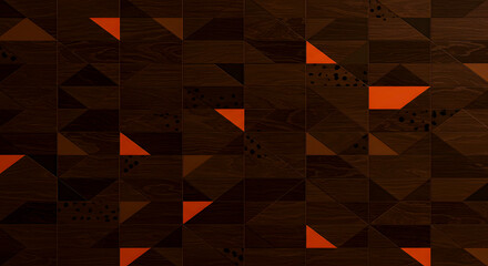 Geometric Pattern of Intersecting Triangles and Squares in Rich Brown and Vibrant Orange Hues