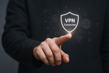 VPN Connection Activated: Secure Network Access with Data Encryption and Privacy Protection Concept