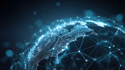 Global Network Connection: Digital Earth with Nodes, Lines, and Futuristic Technology Interface