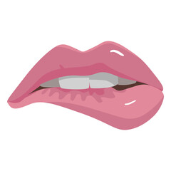 Biting lips semi flat icon