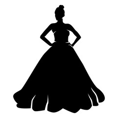 Girl in long dress silhouette