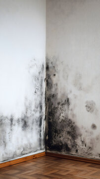 Probl&egrave;me de moisissure dans un coin de mur &agrave; l'int&eacute;rieur d'une pi&egrave;ce.