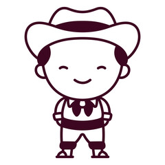 Filled stroke man in traditional central american clothes