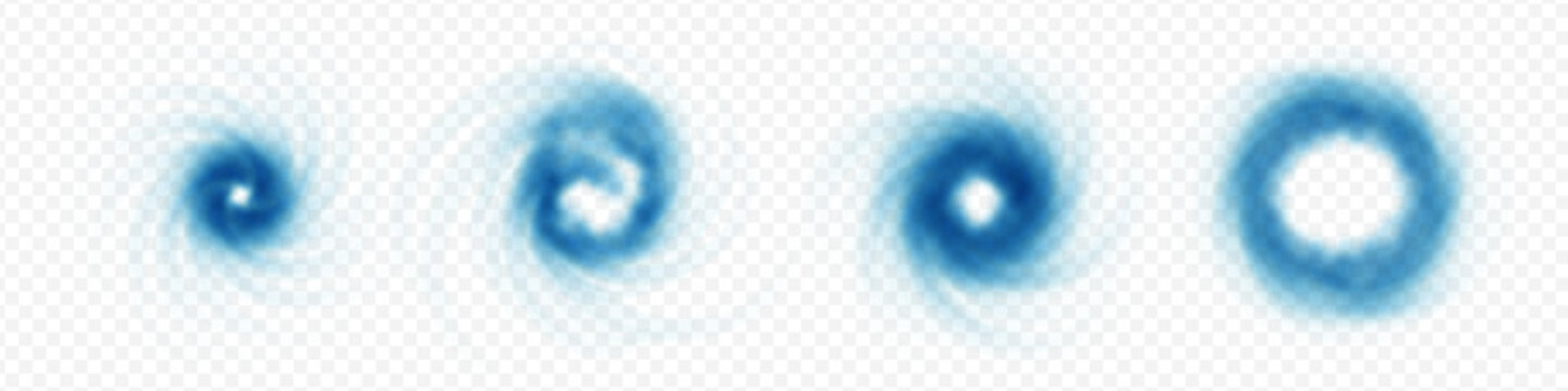Wind swirl creates smooth air vortex with circular blue flow. Soft whirlpool motion curves through abstract space shaping clean texture. Rotation energy suction vector design fresh graphics motion