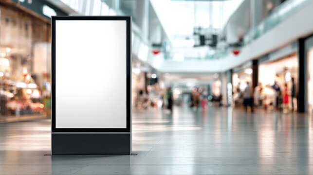 Blank Advertisement Billboard Mockup in Modern Shopping Mall, Ideal for Retail Marketing and Promotion Campaigns