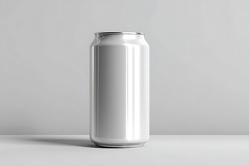 Sleek and Modern Silver Aluminum Can for Beverages or Mockups, with a Clean Aesthetic for Versatile Designs