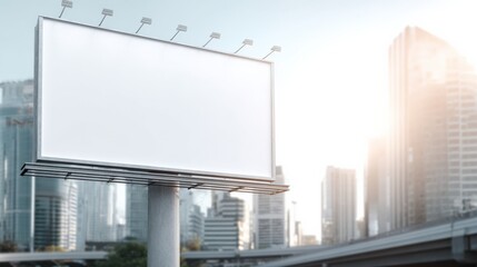 Blank Billboard Mockup in Cityscape Setting, Ideal for Advertising and Marketing Campaigns, Outdoor Promotion