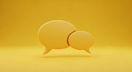 3D Render of Speech Bubbles on Yellow Background, Communicating Ideas and Conversations in Modern Design