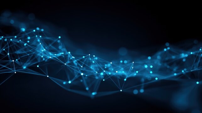 Abstract Technology Background with Glowing Nodes and Lines for Science, Communication, or Network Concepts
